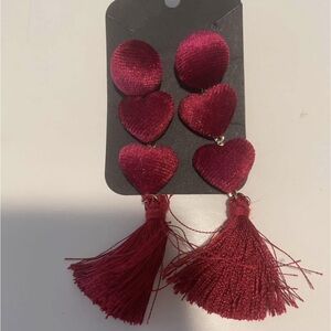 Elegant Burgundy Tassel Earrings